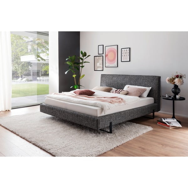 Сиво двойно легло 180x200 cm тапицирано без ламелно дъно La Gomera – Meise Möbel-image-1
