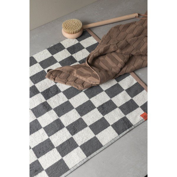 Антрацитен/бежов килим за баня за душ от органичен памук 50x80 cm Retro – Mette Ditmer Denmark-image-1