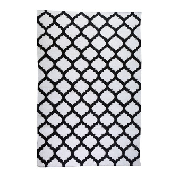 Vlněný koberec Geometry Guilloche Black & White, 160x230 cm