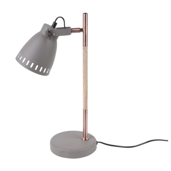 Šedá stolní lampa s dřevěnými detaily Leitmotiv Mingle