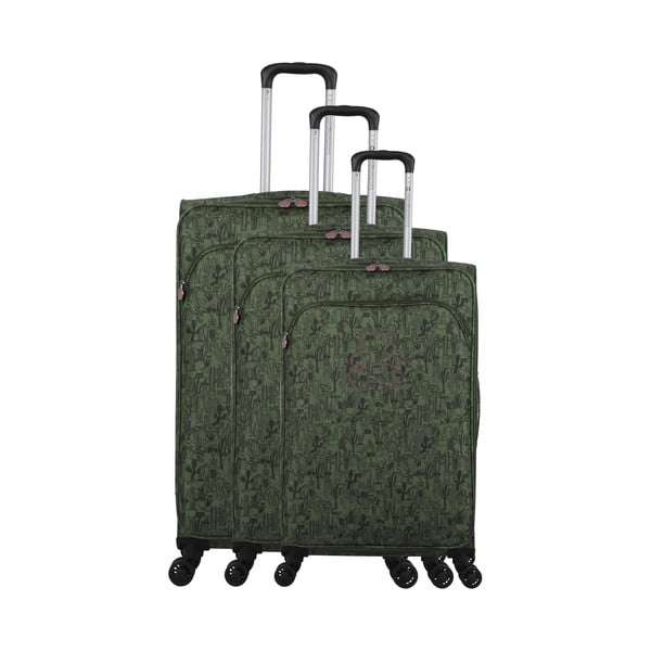 Комплект от 3 зелени багажа на 4 колела Lulucastagnette Casandra - LULUCASTAGNETTE