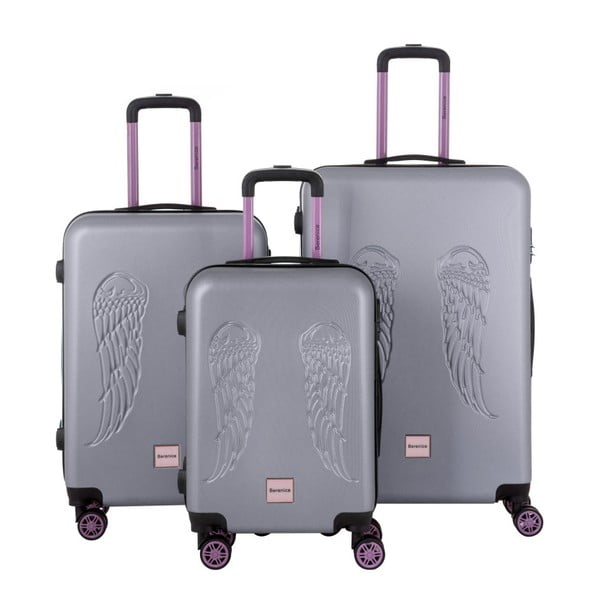Комплект от 3 сиви куфара Wingy - Berenice