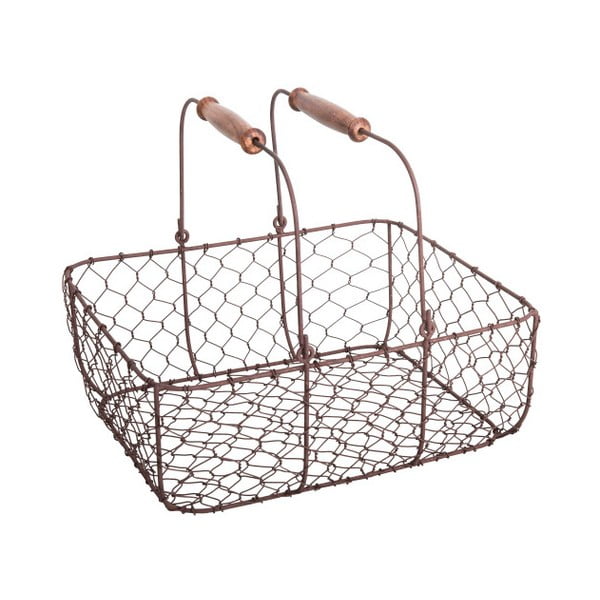Метална кошница за съхранение с 2 дървени дръжки - Antic Line