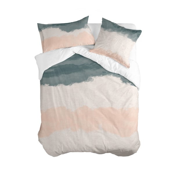 Розова и сива памучна завивка за двойно легло 200x200 cm Seaside - Blanc
