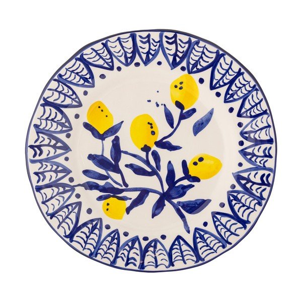 Бяла/синя глинена чиния за сервиране ø 27 cm Maxima – Bloomingville-image-4