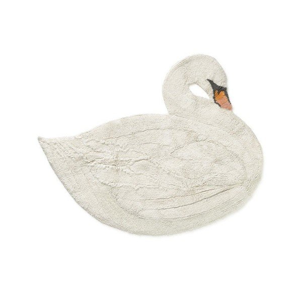 Кремав ръчно изработен памучен детски килим подходящ за пране 100x120 cm Swan – Lorena Canals