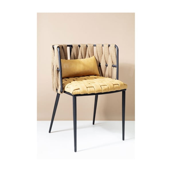 Комплект от 4 жълти и черни стола с възглавница Cheerio - Kare Design