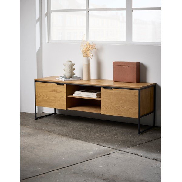 Маса за телевизор от декор от дъб  в естествен цвят 155x55x45 cm Cesura – Unique Furniture-image-1