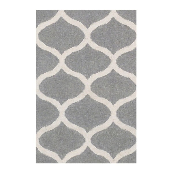 Ručně tkaný stříbrný vlněný koberec Alize, 90x60cm