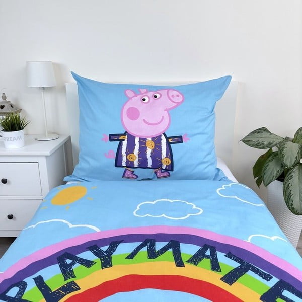 Единично  памучно детско спално бельо със светещ ефект 140x200 cm Peppa Pig – Jerry Fabrics-image-4