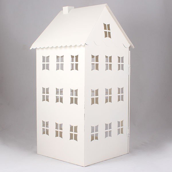 Plechový svícen Domeček, 25 cm