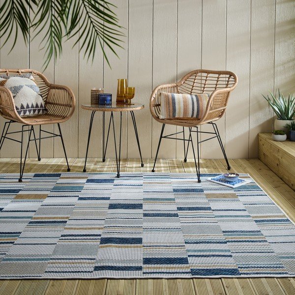 Жълто-син килим за открито и закрито 160x230 cm Rosco Geo – Flair Rugs-image-1