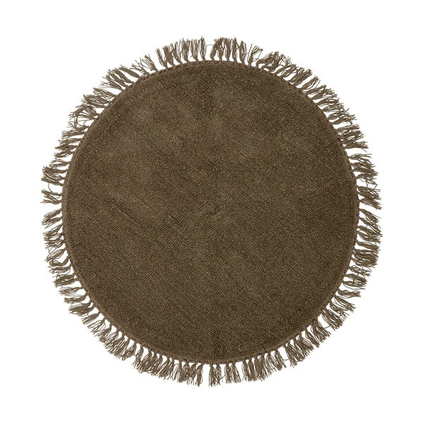 Кафяв вълнен кръгъл килим ø 110 cm Lenea - Bloomingville