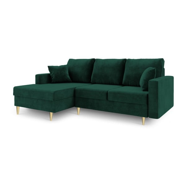Зелен разтегателен диван с място за съхранение , ляв ъгъл Muguet - Mazzini Sofas