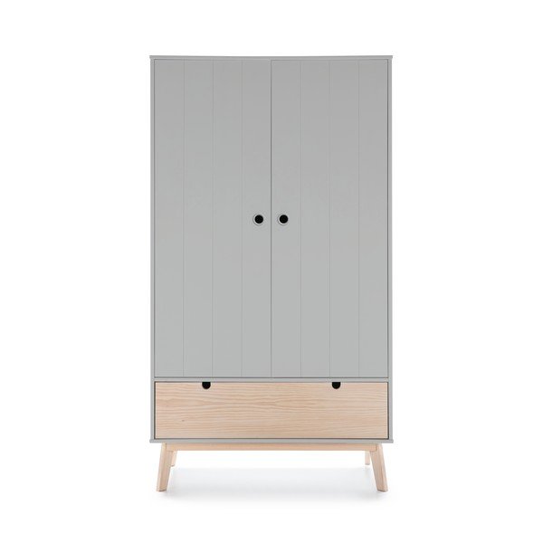 Сив детски гардероб с крака от борова дървесина Kiara - Marckeric-image-2