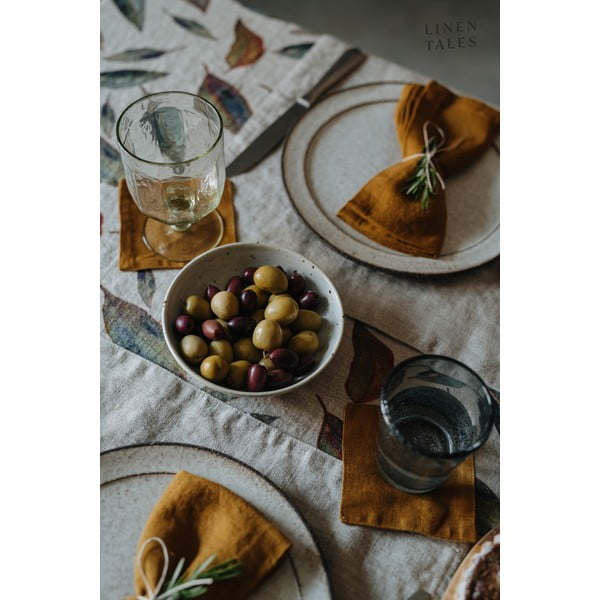 Ленена покривка за маса 140x140 cm Golden Fall – Linen Tales-image-3