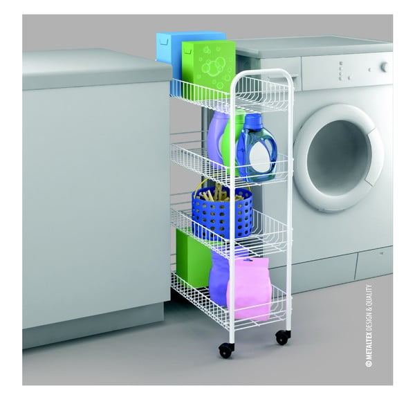 Четириетажна подвижна стойка за баня Пералня, 23 x 84 cm - Metaltex-image-4