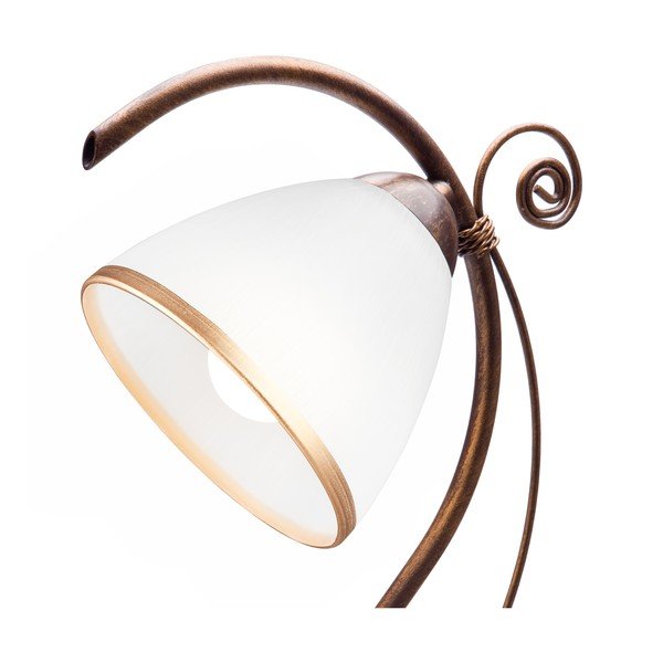 Бяла и кафява настолна лампа със стъклен абажур (височина 39 cm) Retro Ii – LAMKUR-image-2