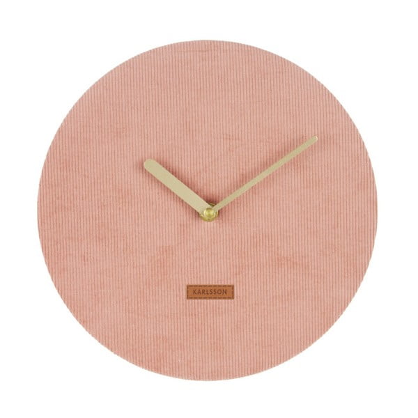 Розов стенен часовник с велур от велур, ⌀ 25 cm - Karlsson