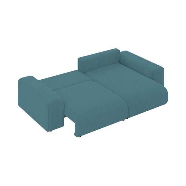 Тюркоазен ъглов диван с място за съхранение от рипсено кадифе Luma – Ropez-image-4