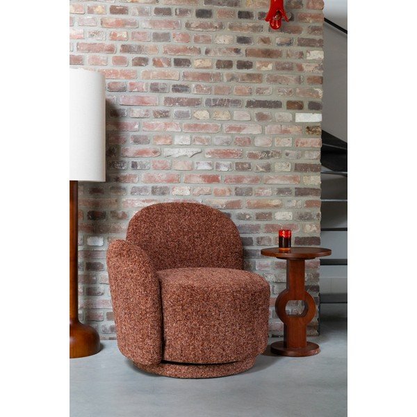 Червено въртящо се шенилово кресло Rose – Dutchbone-image-1