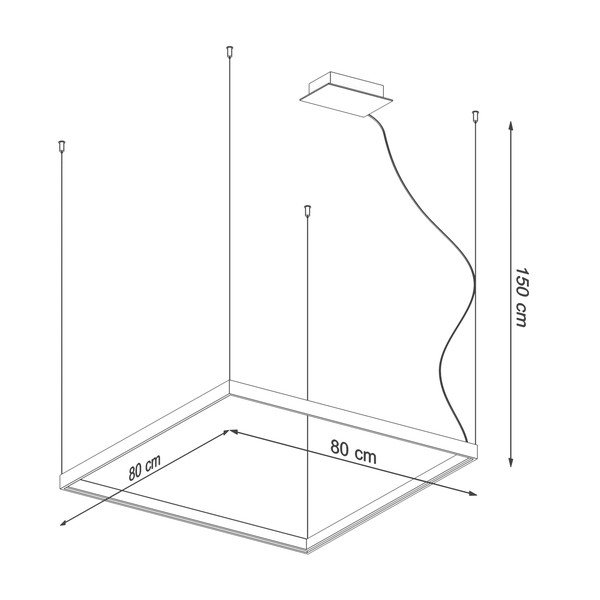 Черна LED висяща светлина 80x80 cm Aura - Sollux-image-2