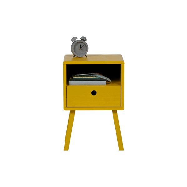 Жълто нощно шкафче от масивна борова дървесина Sammie - WOOOD-image-2