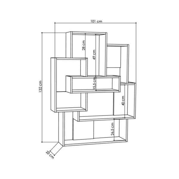 Бяла етажерка за книги с дъбови детайли Barce White Oak - Decortie-image-2