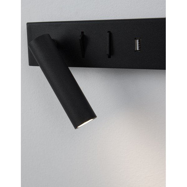 Матово черно метална LED стенна лампа с огъваща се структура/с USB порт Vida – Nova Luce-image-1