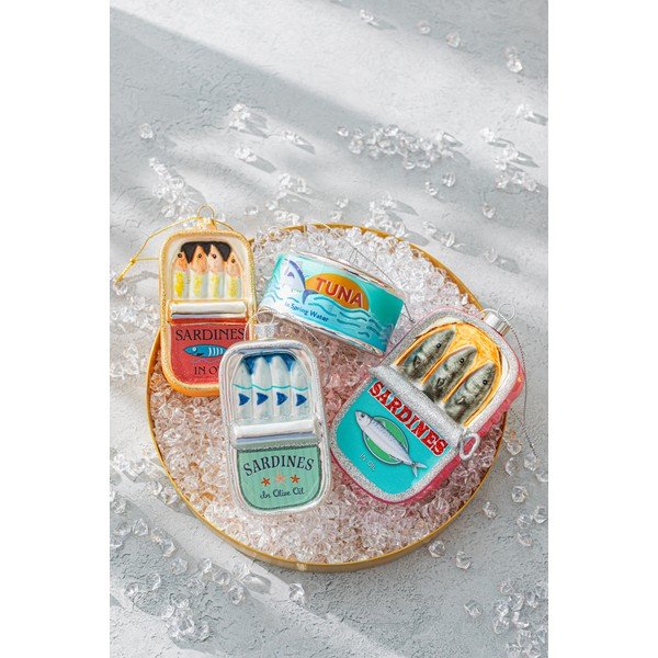 Стъклена Коледна украса 7 cm Can of Sardines – Sass & Belle-image-4