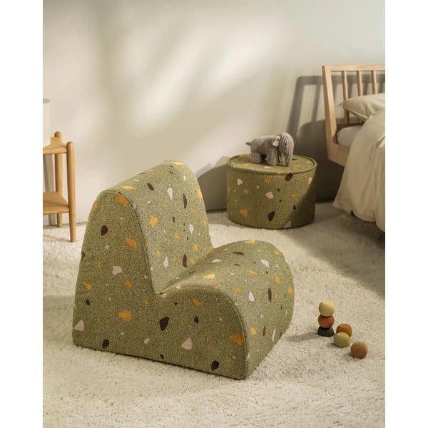 Зелен детски стол от букле и шенил Terrazzo Cloud – Wigiwama-image-3