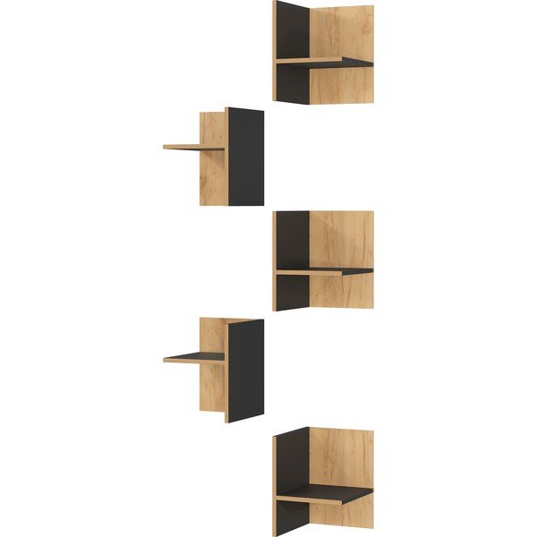 Допълнителни рафтове в комплект 5 бр. от декор от дъб в антрацитен и естествен цвят Podium – Germania