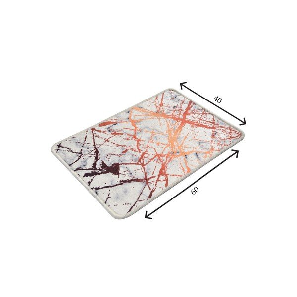 Бяло и оранжево килимче за баня с мраморен мотив Chilai Marble, 60 x 40 cm - Foutastic-image-2