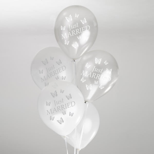 Sada 8 balónků v bílé a stříbrné barvě Neviti Butterfly