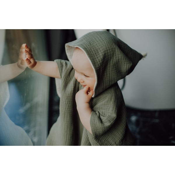 Бебешко пончо от муселин в цвят каки размер M - Malomi Kids-image-1
