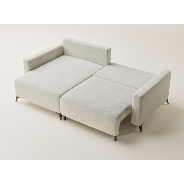 Кремав шенилов сгъваем/с място за съхранение ъглов диван (ляв ъгъл) Leon – Maison de Rêve-image-3