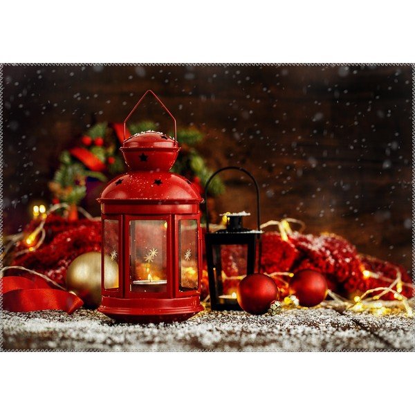 Koberec Vitaus Christmas Period Red Metal Lantern, 50 x 80 cm