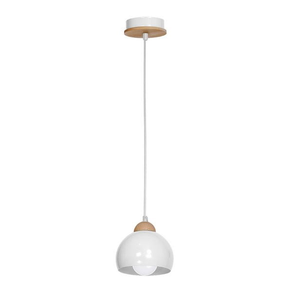 Бяла висяща лампа с дървени детайли Dama Uno - Unknown