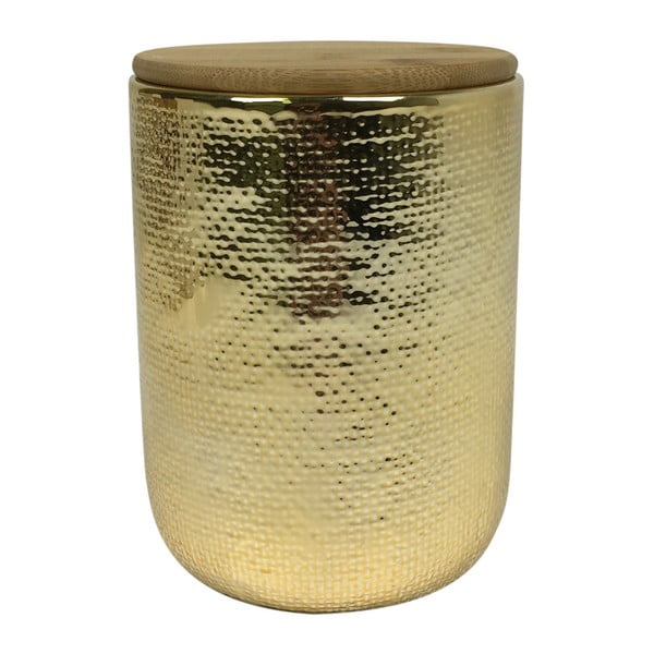 Dóza ve zlaté barvě s bambusovým víkem HouseVitamin® Jar, výška 15 cm