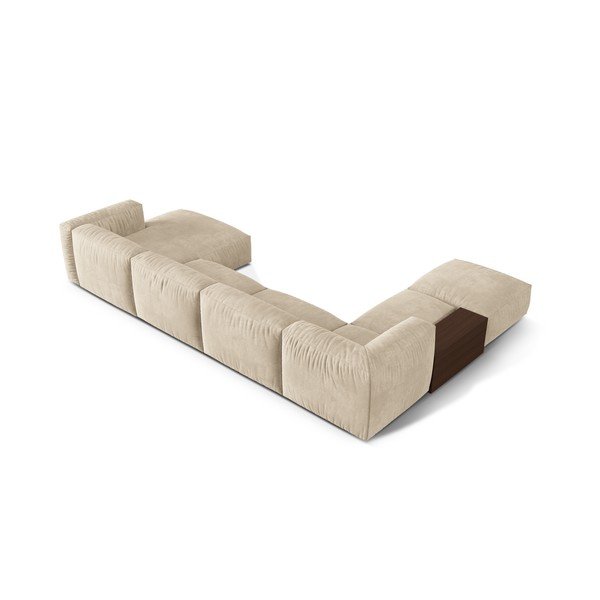 Бежов кадифен модулен ъглов диван (ляв ъгъл/U форма) Martina – Micadoni -image-3