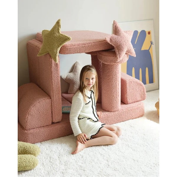 Розова детска възглавница за диван от букле Star – Wigiwama-image-3
