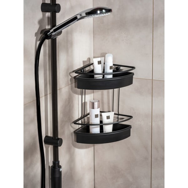 Черен ъглов рафт за душ Molinella, 30 x 22 cm - Wenko-image-1