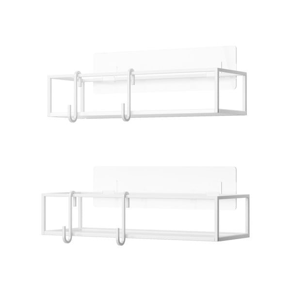 Бели самозалепващи стоманени рафтове за баня 2 бр. Cubiko – Umbra-image-3