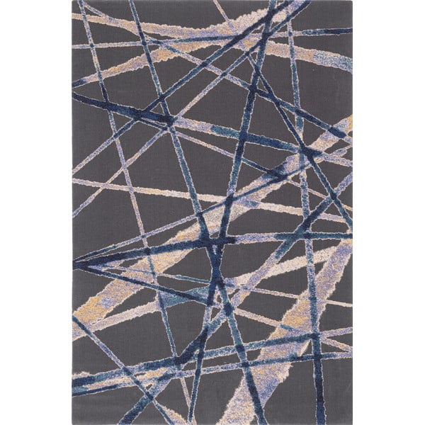 Тъмносин вълнен килим 100x180 cm Sticks - Agnella