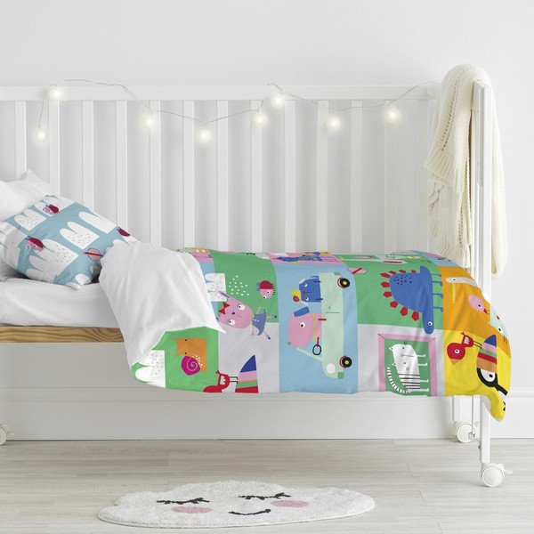 Детско памучно спално бельо Пачуърк, 100 x 120 cm Patchwork Animal - Moshi Moshi-image-1