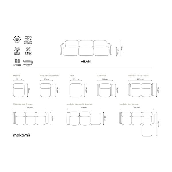 Светлозелена модулна табуретка Ailani – Makamii-image-4