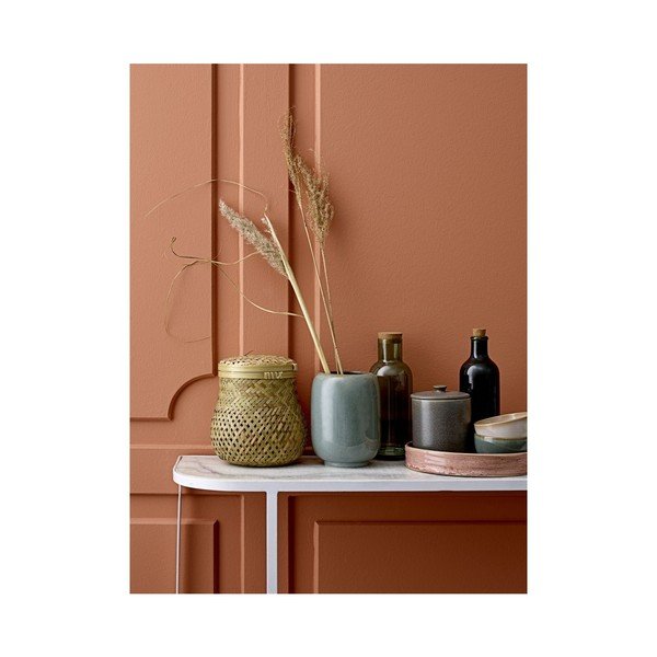 Зелена стъклена бутилка с корков капак - Bloomingville-image-2