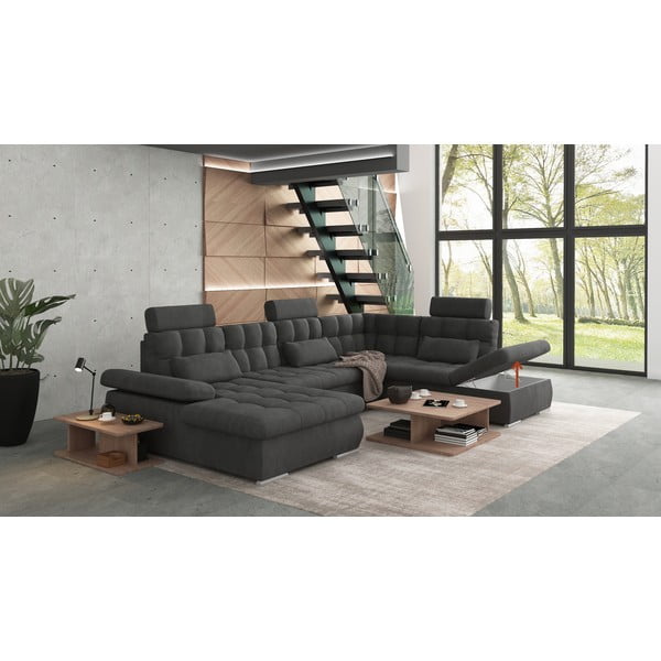 Антрацитен разтегателен ъглов диван с място за съхранение (десен ъгъл/U форма) Merkur – Ropez-image-4