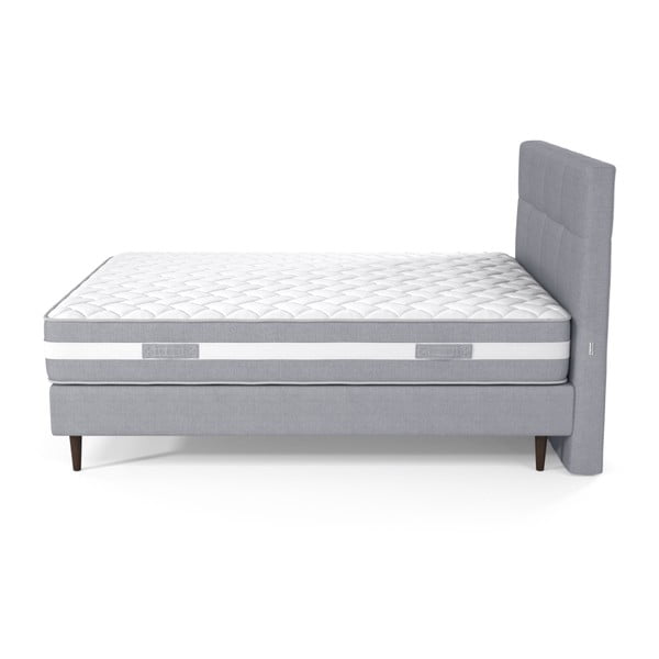 Šedá boxspring postel s ozdobným čelem a matrací z paměťové pěny Ted Lapidus Maison PÉRIDOT, 160 x 200 cm-image-2