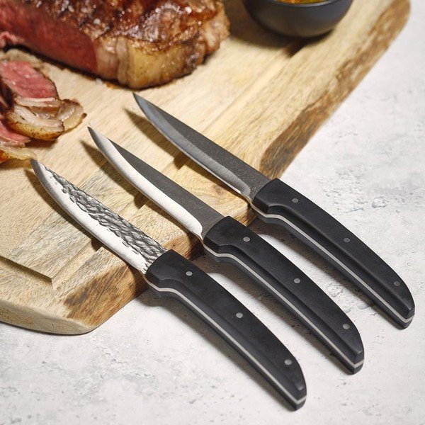Черни/в сребрист цвят стоманени ножове за стек в комплект 4 бр. Carne – BonBistro-image-1